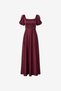 Women's Burgundy Square Neck Balloon Sleeve Slit Dress for Promise, Engagement, Wedding, Evening Dress - 8