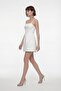 Women's Ecru Thin Straps Mini Satin Graduation Evening Dress - 2