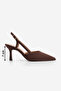 Women's Stiletto Open-Sided Strappy Pointed Toe Classic Heeled Shoes Suder Brown Suede - 4