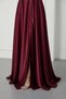 Women's Burgundy Square Neck Balloon Sleeve Slit Dress for Promise, Engagement, Wedding, Evening Dress - 5