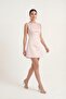 Women's Powder Backless Mini Satin Homecoming Evening Dress