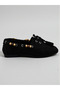 Women's Suede Ballerinas. Beaded Detailed Lace-Up Ballerinas