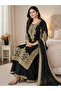Black Silk Salwar Kameez & Dupatta - HRT6798 | Black - 2