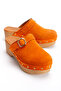Women's Genuine Suede Leather Clogs Slippers 6220 Oranj