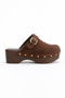 Women's Genuine Suede Leather Clogs Slippers 6220 Brown Suede-2 - 2