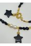 Real Pearl Navy Blue Star Stone Detailed Star Figured Handmade Necklace & Bracelet Jewelry Set - 2