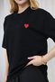 Red Embroidered Heart Detailed Oversize T-Shirt, Short Sleeve Cotton Fabric, Round Neck, Comfortable and Stylish Design