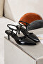 Lorena Women's Black Patent Leather Mini Pointed Toe Graduation Evening Dress 5 cm Short Thin Heeled Shoes - 6