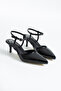 Lorena Women's Black Patent Leather Mini Pointed Toe Graduation Evening Dress 5 cm Short Thin Heeled Shoes - 2