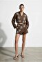 Embroidery Detailed Short Skirt Brown