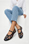 Mesh Embroidered and Embroidery-Detail Round Toe Luxury Women's Ballet Flats