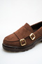 Women's Loafer Moccasin Casual Buckle Daily Shoes Tonyas Brown Suede - 3