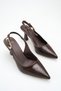 Women's Bitter Brown Yanki Buckle Open-Back Heeled Shoes