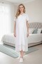 New Season Ecru Summer Scallop Linen Detailed Design Short Sleeve 100% Cotton Maternity Nightgown - 4