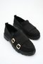Women's Loafer Moccasin Casual Buckle Daily Shoes Tonyas Black Suede