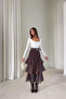 Belted Ruffle Skirt with Front Slit