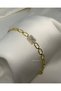 Square Stone Double Halo Framed Paperclip Chain Steel Bracelet - Golden Royal Double Halo Chain Bracelet - 3