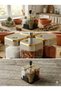 4-Piece Luxury Glass Spice Rack Set - Desktop Salt and Pepper Shakers with Gold Detailed Metal Lids and Stand - 2