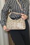 Women's Beige Studded Shoulder Bag - Soft Leather Look Casual Handbag - 4