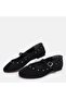 Large Size Women's Genuine Leather Suede Ballet Flats 41-42-43-44-Black Suede - 5