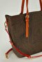 Brown Ethnic Patterned Women's Triple Bag Set Large Size Shoulder Bag - 4