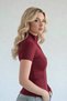Range Women's Short Sleeve Zipper Pocket Burgundy Slim Fit Sports Blouse - 4
