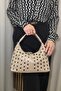 Women's Beige Studded Shoulder Bag - Soft Leather Look Casual Handbag