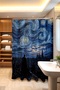 Bathroom Curtain, Black Man Patterned Shower Curtain in Starry Night, Bathtub Curtain 175X200Cm - 2