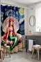 Bathroom Curtain, Mermaid Patterned Shower Curtain in Starry Night, Bathtub Curtain 175X200Cm - 3