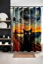 Bathroom Curtain, Black Screaming Pattern Shower Curtain, Bathtub Curtain 175X200Cm