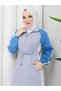 Denim Sleeves Two Thread Cotton Women's Sports Dress with Laces N-05490 _ Gray