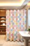 Bathroom Curtain, Pastel Checkered Garden Pattern Shower Curtain, Bathtub Curtain 175X200Cm - 3