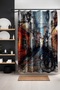 Bathroom Curtain, Bicycle Pattern in Complex Line Design Shower Curtain, Bathtub Curtain 175X200Cm - 2