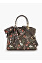 Floral Monogram Print Tote Bag with Scarf Accent
