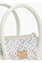 Monogram Print Satchel Bag with Detachable Strap - 4