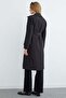 Belted Double-Breasted Collared Long Trench Coat - 8