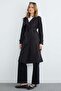 Belted Double-Breasted Collared Long Trench Coat - 7