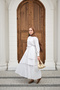 Women's Skirt with Flounces, Tie-Waist, Shirt Collar, Half Buttoned Dress, White - 8