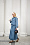 Women's Collared Balloon Sleeve Skirt Suit Light Blue - 2