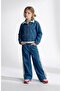 Girl's Striped Lace Detailed Denim Set