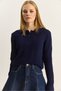 Women's Navy Blue Polo Collar Regular Fit Knitwear Sweater 20258063 - 5