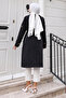 Brooch Detailed Buttoned Trench Coat Black 19371 - 4