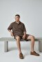 Men's Brown Patched Ottoman Shorts and Top Set - 2