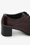 Burgundy Patent Leather Genuine Leather Lace-Up Square Toe Thick Heeled Women's Loafer Shoes - 6