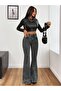 Women's High-Waisted Gray Spanish Flare Jeans — Slim Fit Flare (Bootcut) Denim Pants - 3