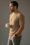 Men's 3-Piece Knitwear T-Shirt Set Crew Neck Short Sleeve Black Gray Beige Basic - 5