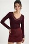 Women's Burgundy V-Neck Lace Viscose Blouse 1041 60283944 - 2