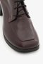 Burgundy Patent Leather Genuine Leather Lace-Up Square Toe Thick Heeled Women's Loafer Shoes - 3