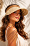 Women's Summer Straw Brown Visor Hat Crown Model Sun Protection Beach Hat - 6