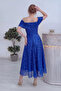 Women's Off-Shoulder Sequined Midi Length Evening Dress Cobalt Blue, Red, White, Black - 6